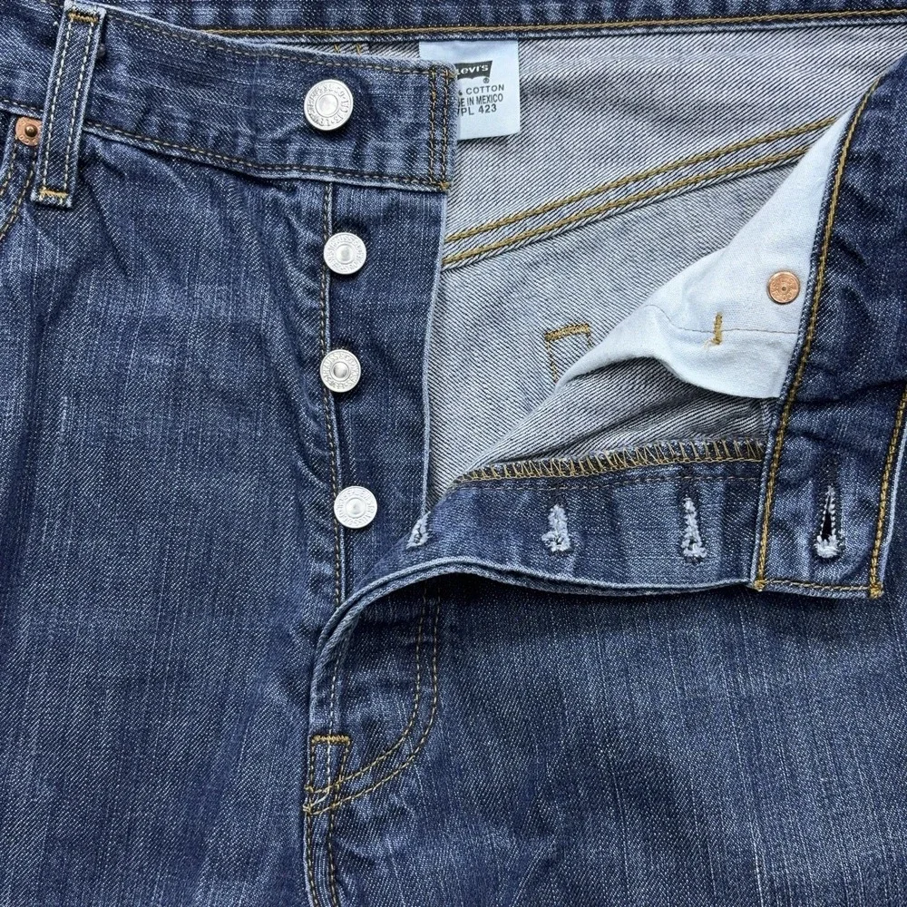 Y2K Levi's 501 Jeans Mens 36x34 Blue Denim Fade Straight Leg Button Fly WPL 423